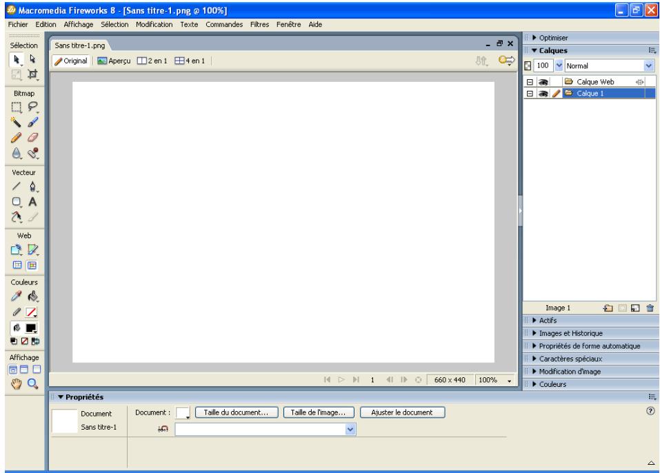 MACROMEDIA FIREWORKS 8-UTILISATION DE FIREWORKS - Environnement de travail de Fireworks - 1