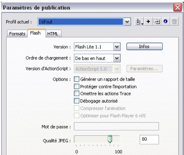 MACROMEDIA FLASH 8-DEVELOPPEMENT D APPLICATIONS FLASH LITE - Pour définir globalement la compression bitmap des images bitmap : - 1