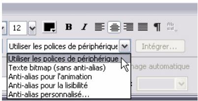 MACROMEDIA FLASH 8-DEVELOPPEMENT D APPLICATIONS FLASH LITE - Pour sélectionner une méthode de rendu des polices pour un champ de texte : - 1