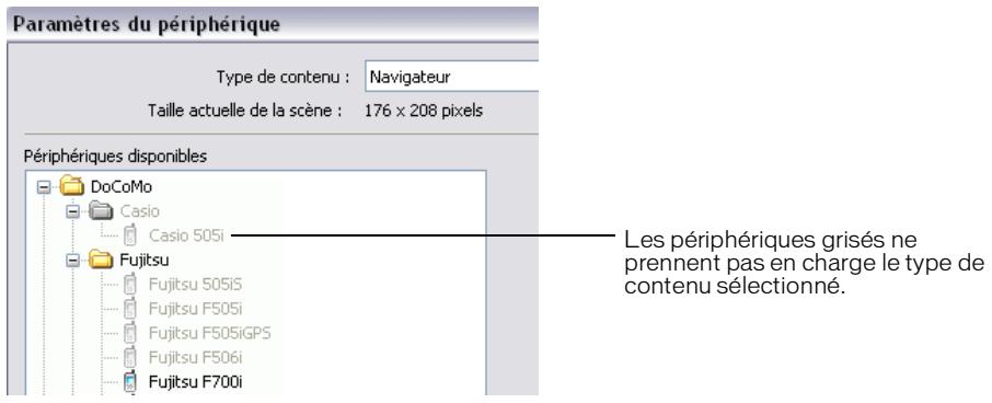 MACROMEDIA FLASH 8-DEVELOPPEMENT D APPLICATIONS FLASH LITE - Pour sélectionner vos périphériques de test et le type de contenu flash lite : - 2