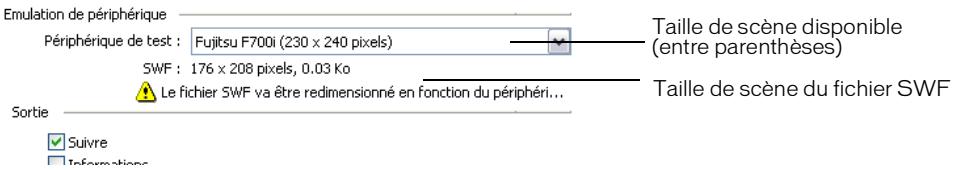 MACROMEDIA FLASH 8-DEVELOPPEMENT D APPLICATIONS FLASH LITE - Taille d'écran et taille de scène disponible (flash professionnel uniquement) - 1