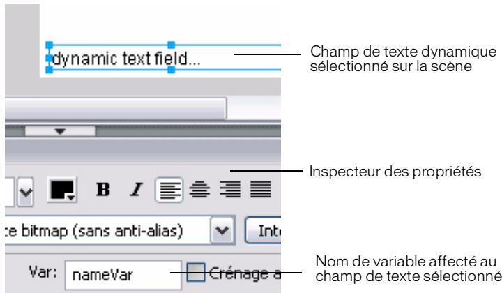 MACROMEDIA FLASH 8-DEVELOPPEMENT D APPLICATIONS FLASH LITE - Pour associer un nom de variable à un champ de texte dynamique ou de saisie : - 1