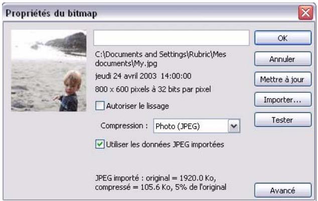 MACROMEDIA FLASH 8-DEVELOPPEMENT D APPLICATIONS FLASH LITE - Pour définir une compression d'image bitmap : - 1