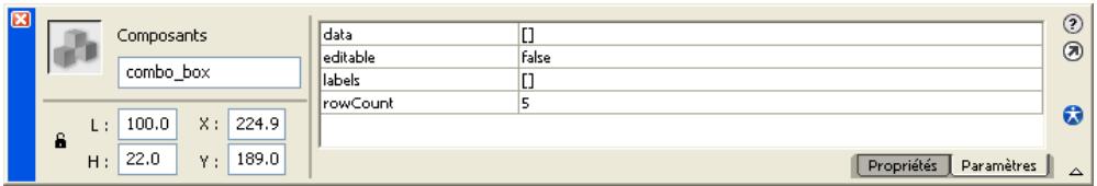 MACROMEDIA FLASH MX 2004-UTILISATION DES COMPOSANTS - Composants dans le panneau Inspecteur de composants et dans l'inspecteur des propriétés - 1