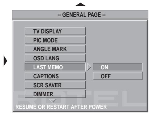 ROTEL RDV-1060 - General Setup (Haupt-Setup) - 10