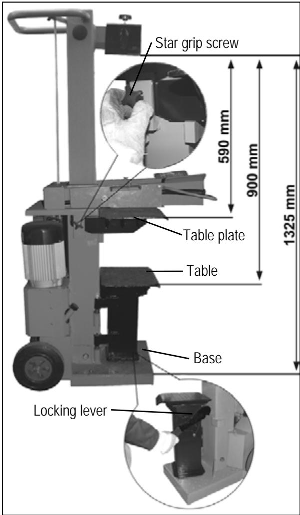 Adjusting the table height 1