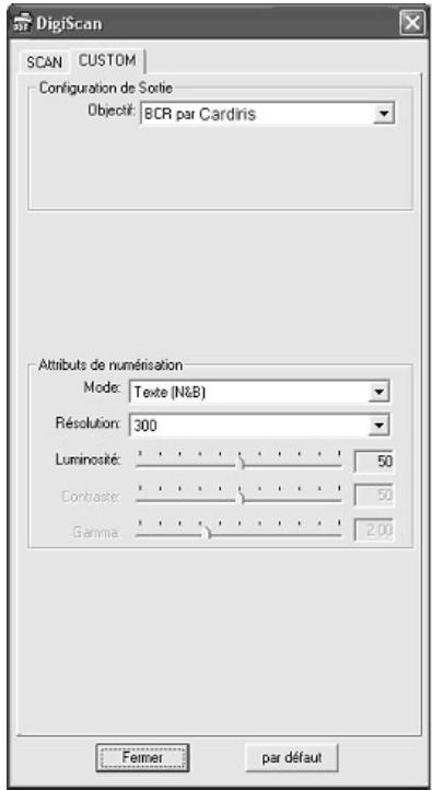 AGFAPHOTO AS 1300 PRO - Sélectionnez BCR par Cardiris depuis le menu déroulant objectif : - 1