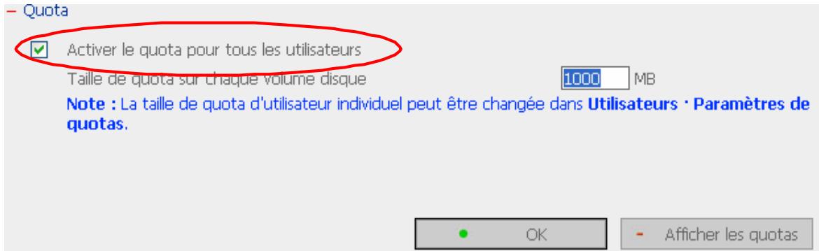 COMET LABS ND26000 - activer le quota pour tous les utilisateurs - 2
