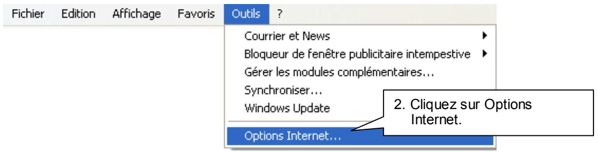 COMET LABS ND26000 - Cliquez sur outils dans le navigateur IE. - 1