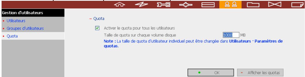 COMET LABS ND26000 - activer le quota pour tous les utilisateurs - 1