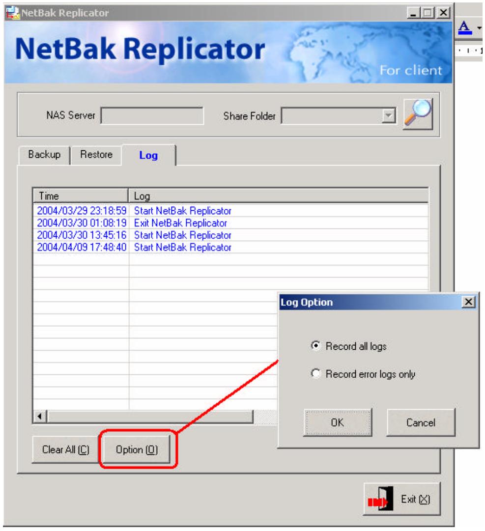COMET LABS NETBAK REPLICATOR - Onglet log - 1