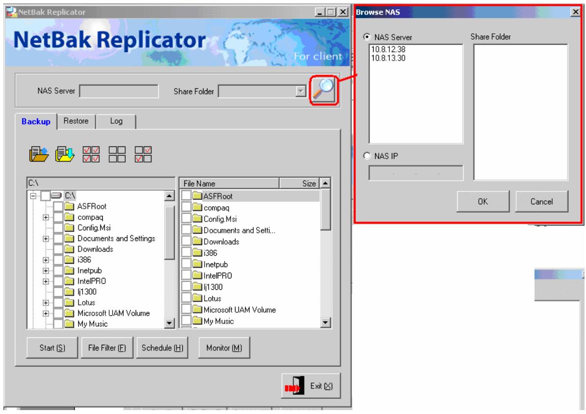 COMET LABS NETBAK REPLICATOR - 1.- On établit d'abord la communication avec le volume de partage du NAS. - 1