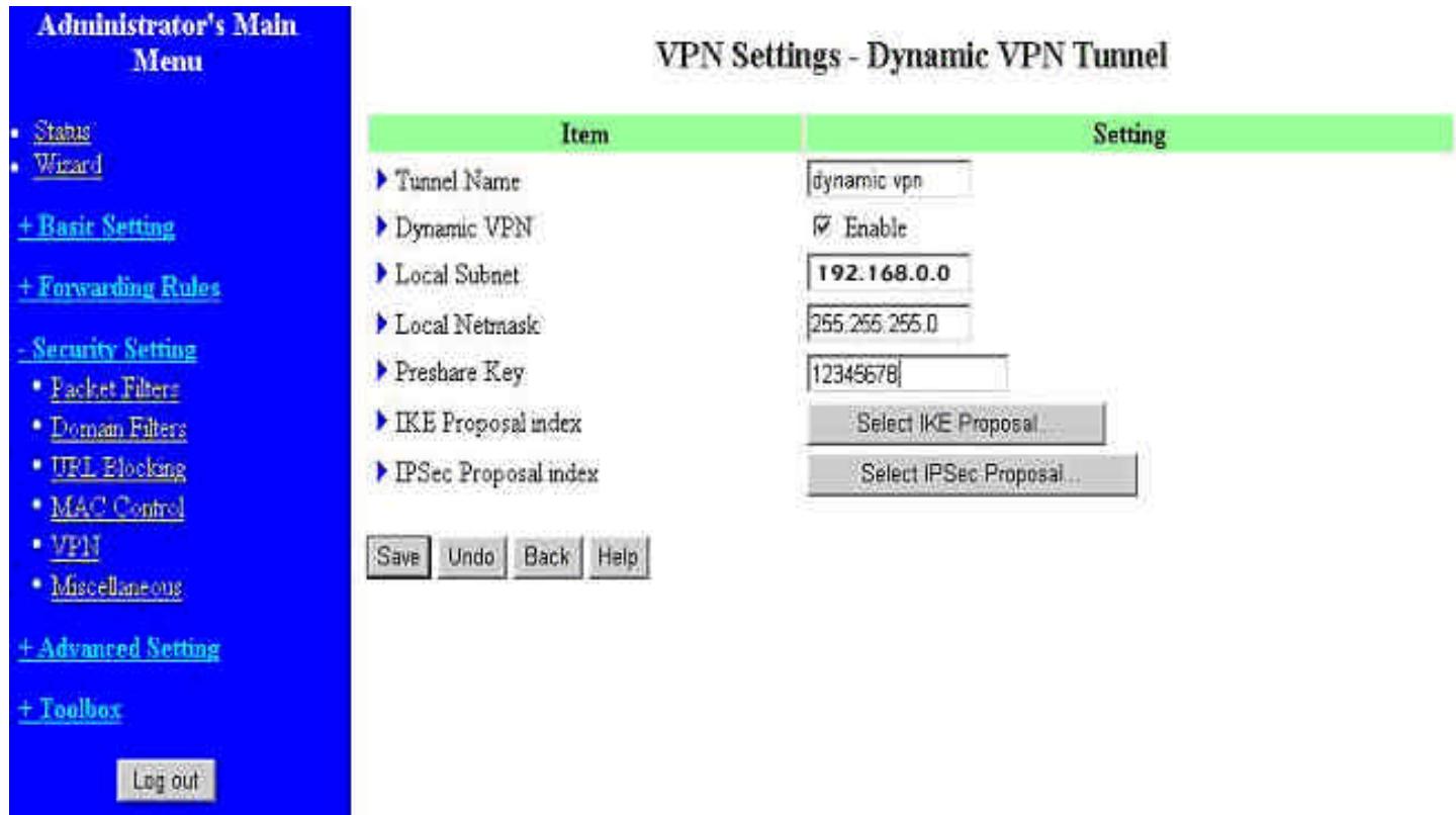 COMET LABS WRM54 - Paramètres VPN - Tunnel VPN dynamique - 1