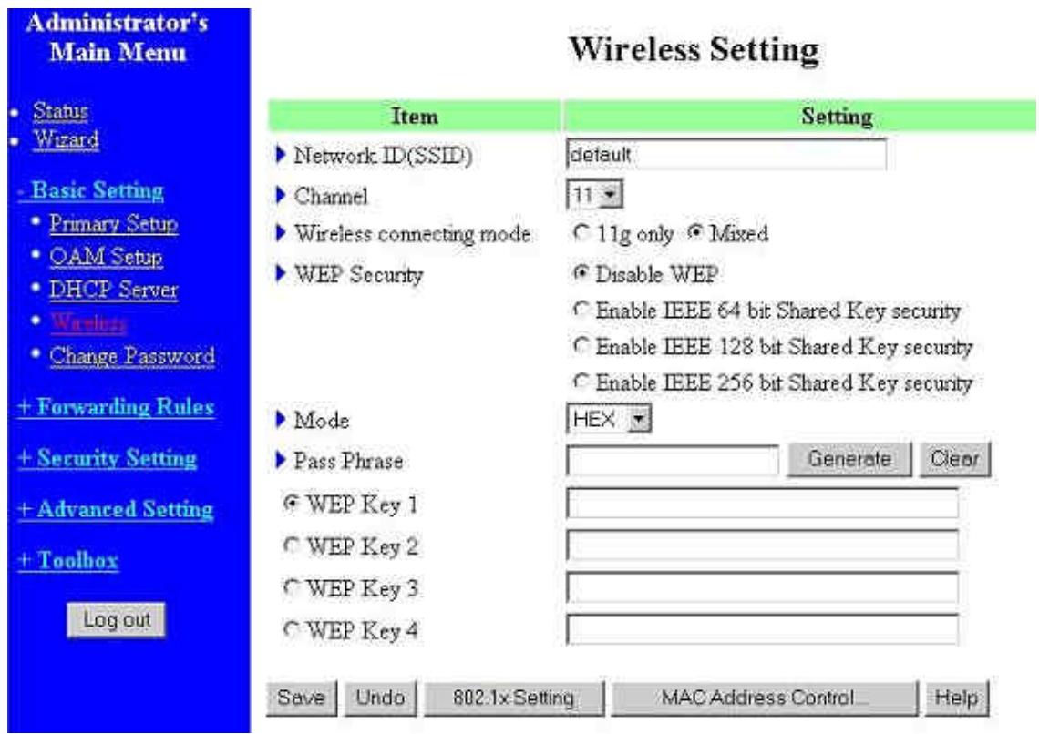 COMET LABS WRM54 - Paramètres sans fil et 802.1X - 1
