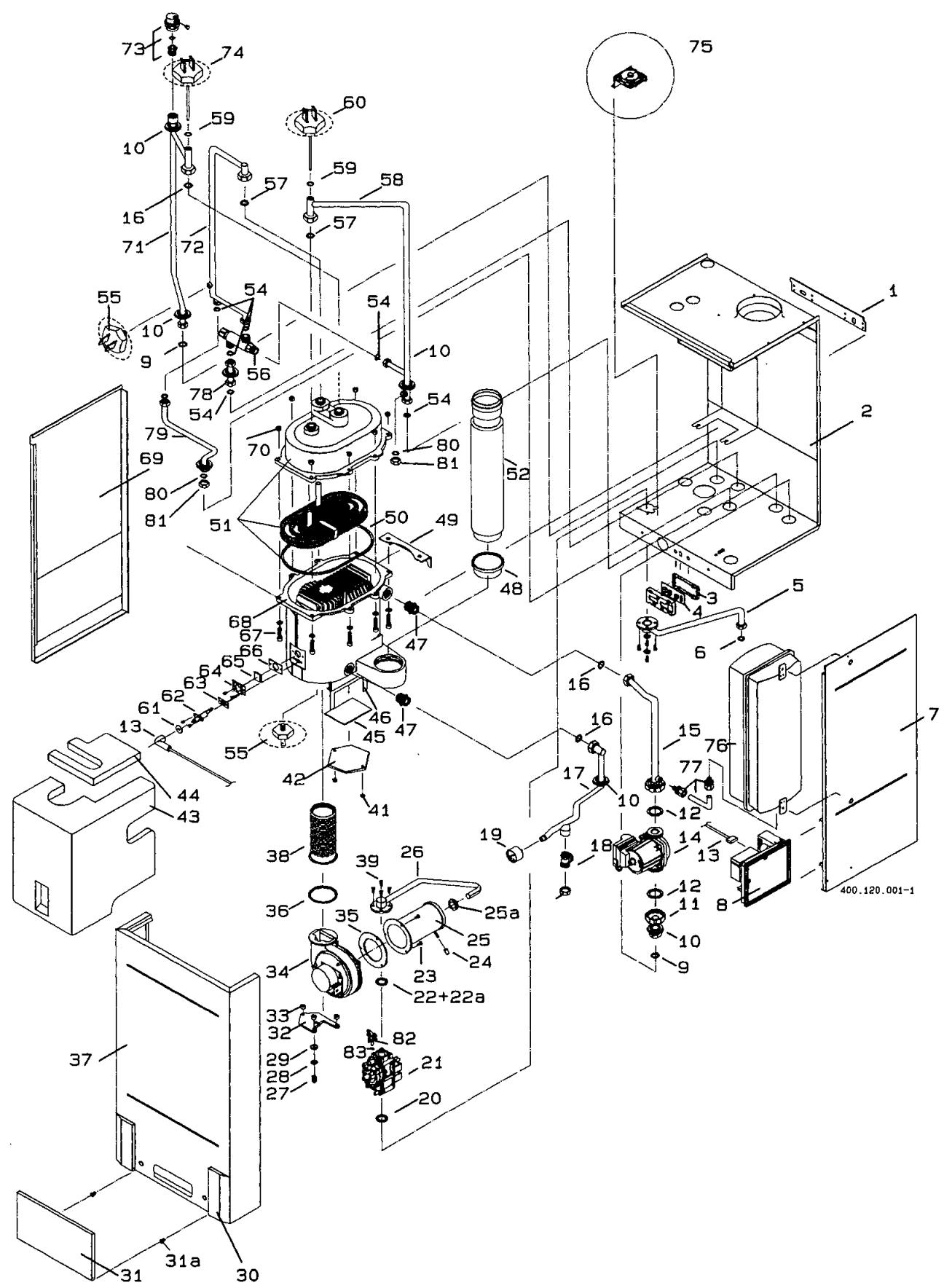 RADSON NOX HR 28 RF - MCBA 1403 position des fusibles et des connecteurs - 2