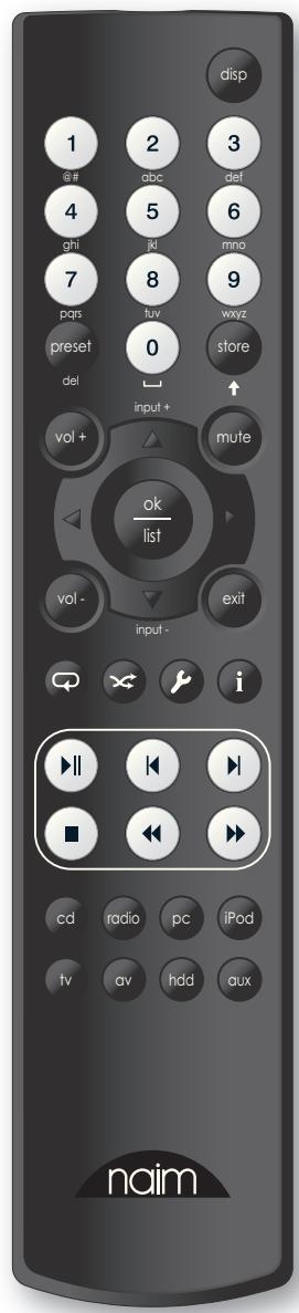 NAIM UNITI - Touches en modes normal et liste/ réglages - 1