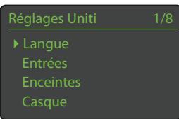 NAIM UNITIQUTE - L'accueil du menu Réglages - 1