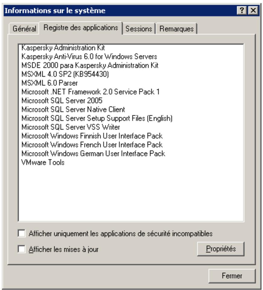 KASPERSKY ADMINISTRATION KIT 8.0 - Affichage d'informations sur le systeme du POSTE CLIENT - 1