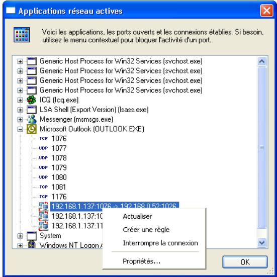 KASPERSKY ANTI-HACKER 1.8 - Applications actives - 2