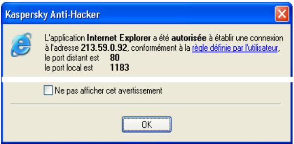 KASPERSKY ANTI-HACKER 1.8 - Avertissement d'événement réseau - 1