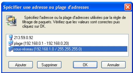 KASPERSKY ANTI-HACKER 1.8 - Définition de l'adresse ou de la plage d'adresses - 1