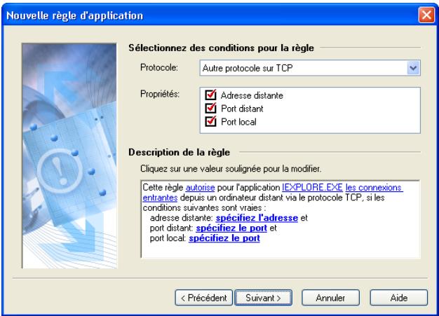 KASPERSKY ANTI-HACKER 1.8 - Étape 2. Conditions de la règle - 4