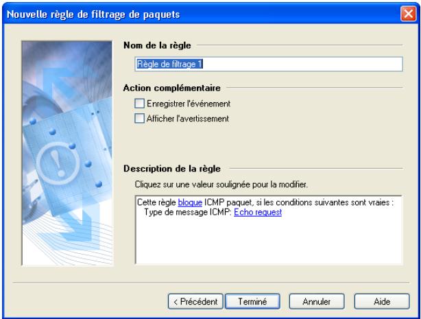 KASPERSKY ANTI-HACKER 1.8 - Étape 2. Nom de la règle et actions supplémentaires - 1