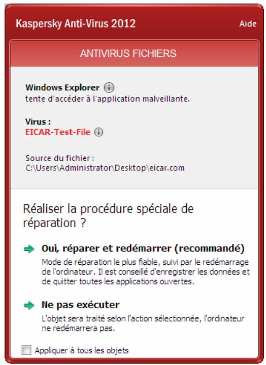 KASPERSKY ANTI-VIRUS 2012 - FENETRE DE NOTIFICATION ET MESSAGES CONTEXTUELS - 1