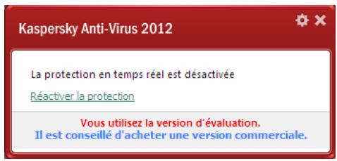 KASPERSKY ANTI-VIRUS 2012 - FENETRE DE NOTIFICATION ET MESSAGES CONTEXTUELS - 2