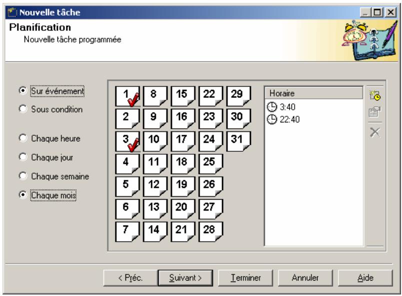 KASPERSKY ANTI-VIRUS 4.5 - Fenêtre Planification pour la tâché de Kaspersky AV Scanner et Updater - 1