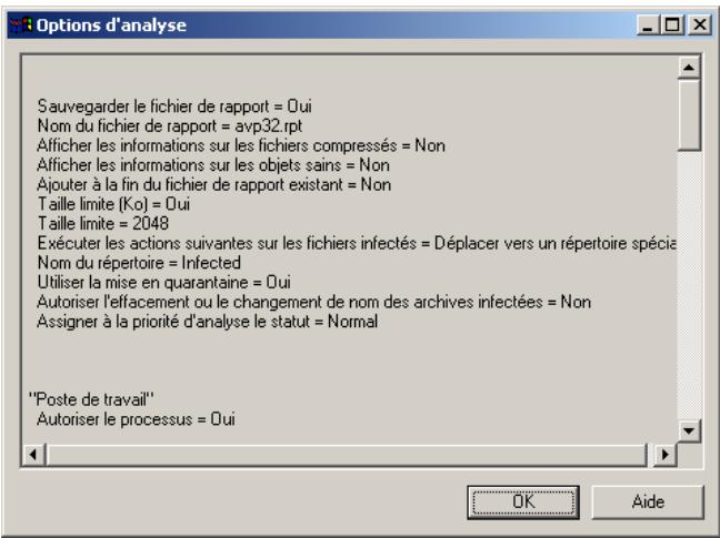 KASPERSKY ANTI-VIRUS 4.5 - Consultation préalable des paramètres avant le début de l'analyse - 2