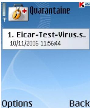 KASPERSKY ANTI-VIRUS MOBILE 6.0 - Utilisation de la garantaine - 2