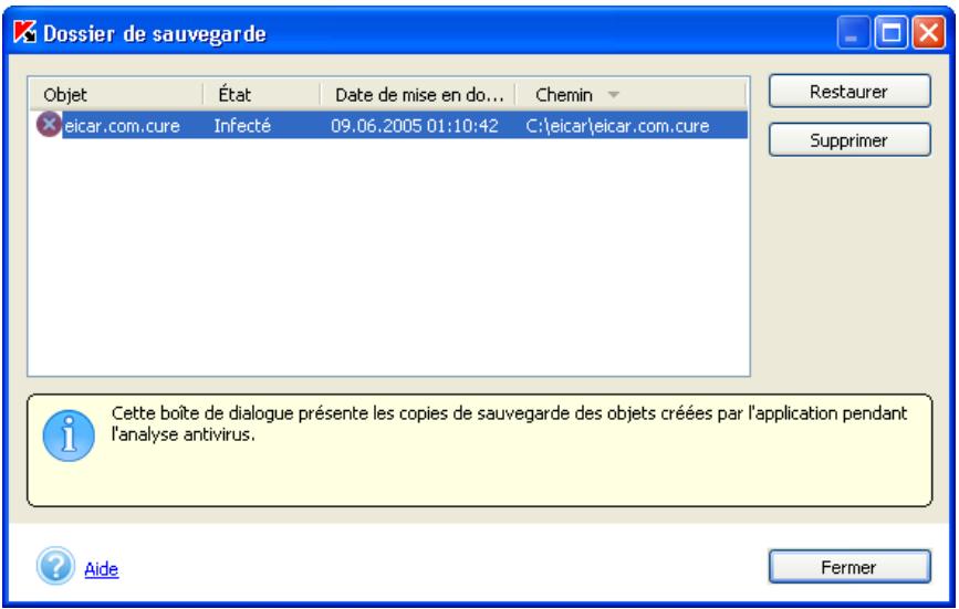 KASPERSKY ANTI-VIRUS PERSONAL 5.0 - Manipulation des copies de sauvegarde - 1
