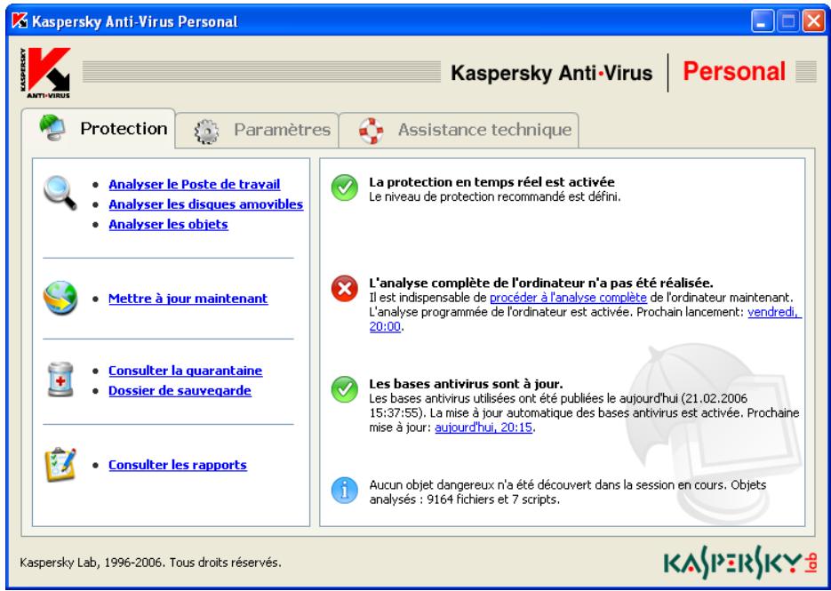 KASPERSKY ANTI-VIRUS PERSONAL 5.0 - Onglet Protection - 1