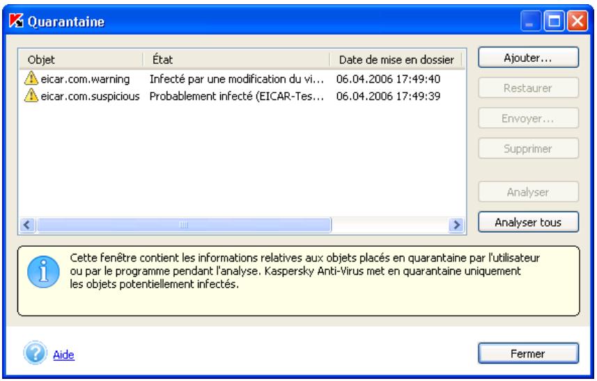 KASPERSKY ANTI-VIRUS PERSONAL 5.0 - Traitément des objets en quarantine - 1