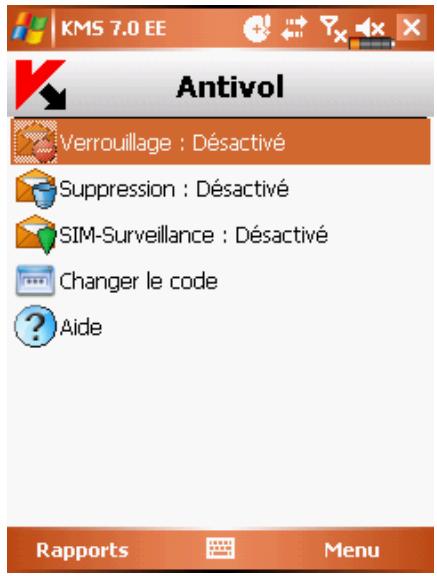 KASPERSKY MOBILE SECURITY 7.0 ENTERPRISE EDITION - Onglet Antivol - 1