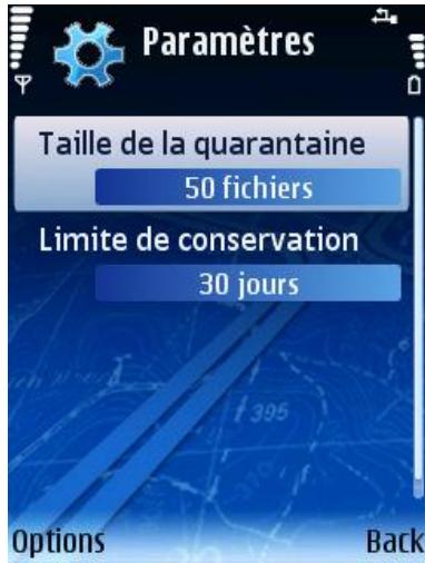 KASPERSKY MOBILE SECURITY 7.0 ENTERPRISE EDITION - Pour configurer la quarantaine : - 1