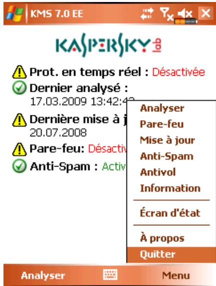 KASPERSKY MOBILE SECURITY 7.0 ENTERPRISE EDITION - Désinstallation de l'application - 2