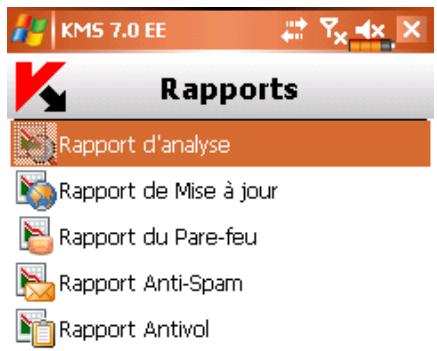 KASPERSKY MOBILE SECURITY 7.0 ENTERPRISE EDITION - Affichage de rapports d'activité de l'application - 1