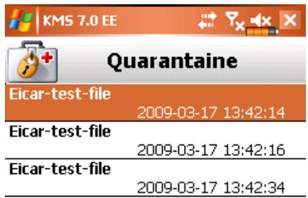 KASPERSKY MOBILE SECURITY 7.0 ENTERPRISE EDITION - Utilisation de la garantaine - 1