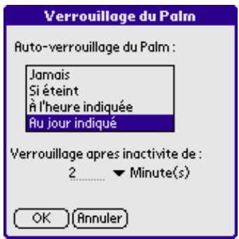 KASPERSKY SECURITY - Verrouillage du PDA. choix d'un événement de verrouillage - 1