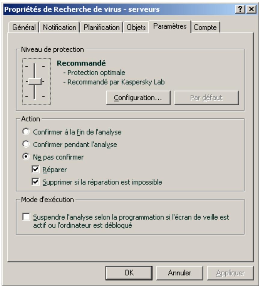 KASPERSKY ANTI-VIRUS FOR WINDOWS WORKSTATION - CONFIGURATION DES TACHES - 1