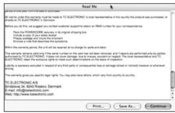 TC ELECTRONIC TCPOWERCOREUNP - GUIDE D'INSTALLATION LOGICIELLE MAC OSX - 5
