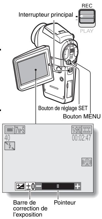 LOGICOM-SANYO XACTI VPC-HD2EX - Déplacez le bouton de réglage SET vers la gauche ou la droite pour régler l'exposition. - 1