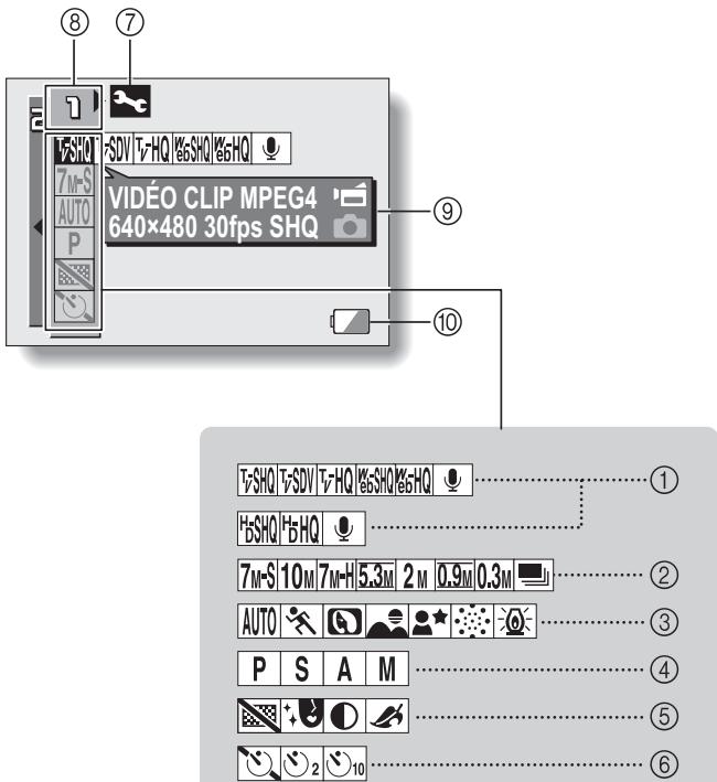 LOGICOM-SANYO XACTI VPC-HD2EX - AFFICHAGE DES ÉCRANS DE RÉGLAGE DE PRISE DE PHOTOS/REALISATION DE VIDEO CLIP - 1