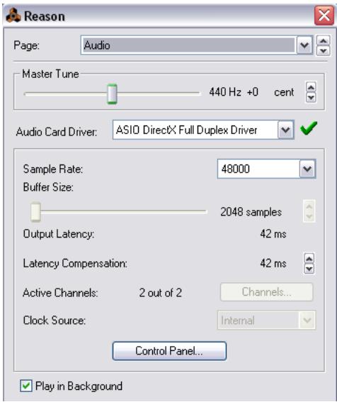 PROPELLERHEAD REASON 2.5 - Preferences - Audio - 1