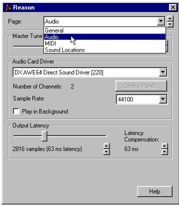 PROPELLERHEAD REASON PRISE - Configuration du périphérique audio - 1
