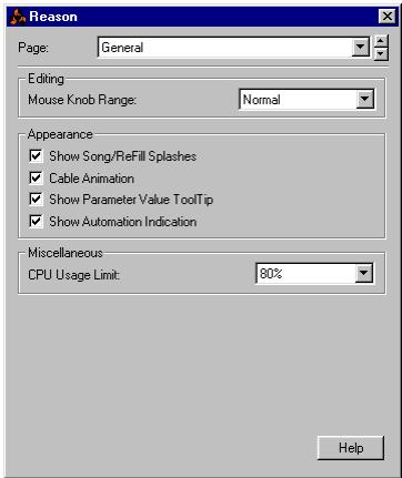 PROPELLERHEAD REASON PRISE - Réglages des Préférences - 1