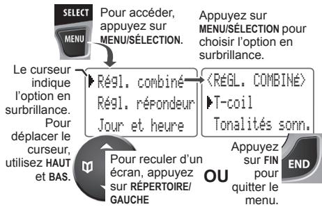 UNIDEN DECT1480 - Utilisation du menu - 1