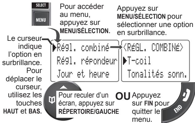 UNIDEN DECT3380 - Utilisation des menus - 1